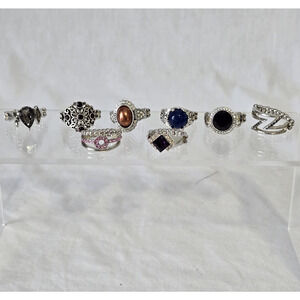 Fashion Stretch Gemstone Rings 8 Piece Bundle Deal Women's 8 to 9